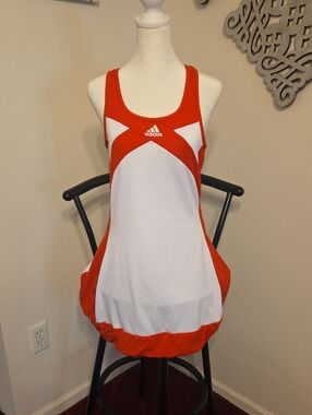 adidas White and Red Racerback Athletic Tank Dress